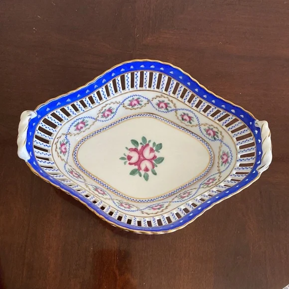 Hand Painted Porcelain Decorative Basket - Picture 5 of 11